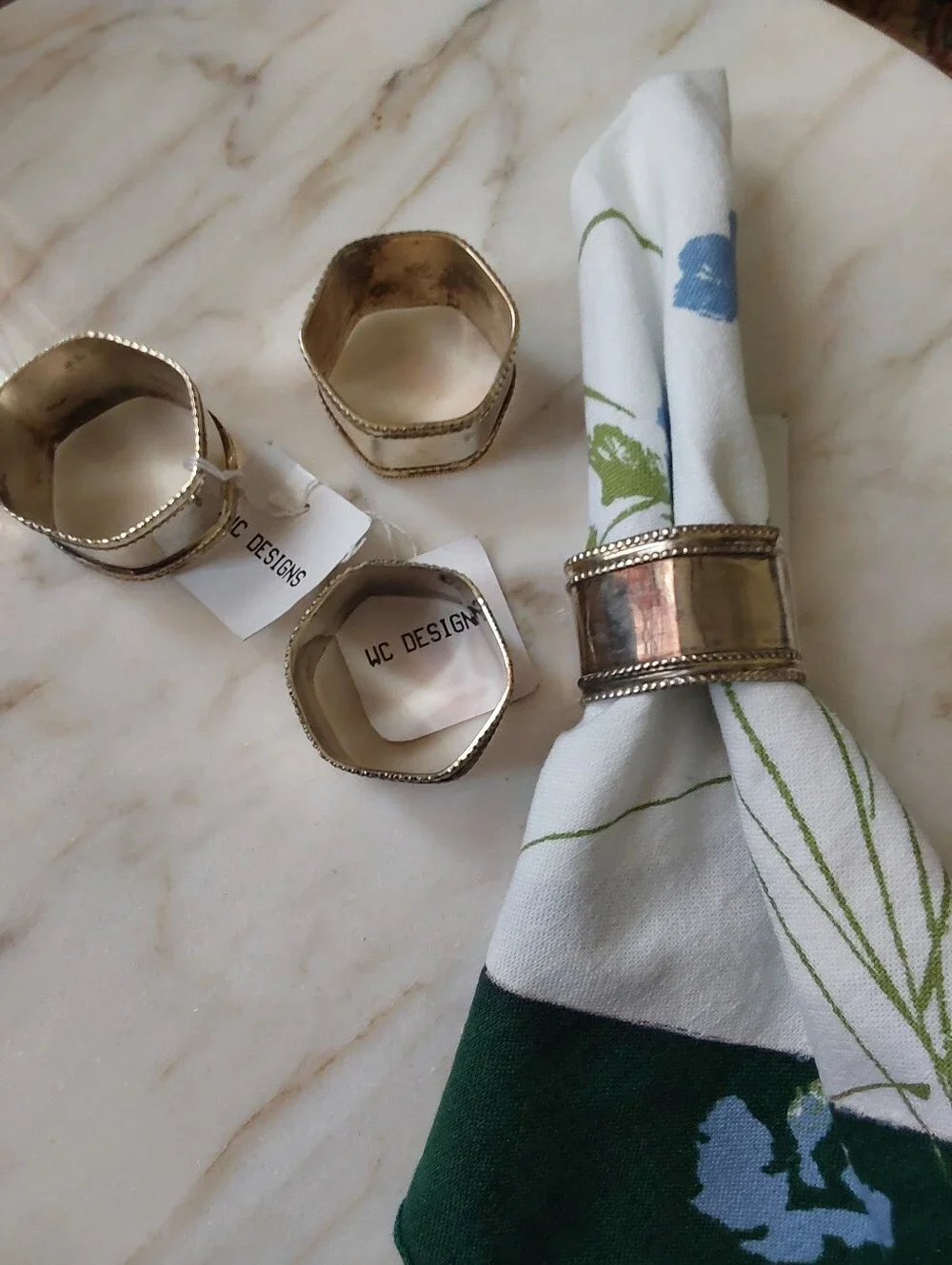 Vintage 1997 Silverplate Napkin Rings, Set Of 4 Made In India